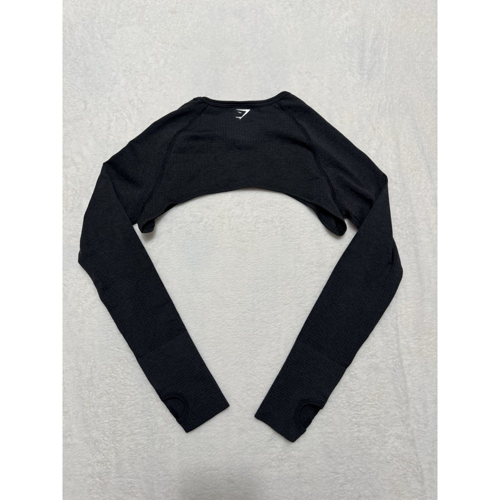 Gymshark Women's Black Marl Vital Shrug Thumb Holes Size Medium